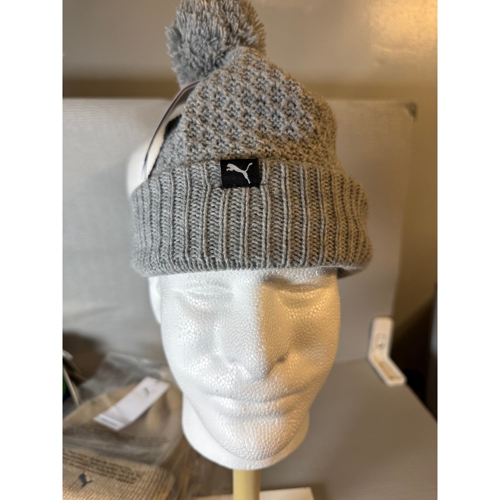 Puma‎ Knit Pom Pom Beanie Hat Medium Grey